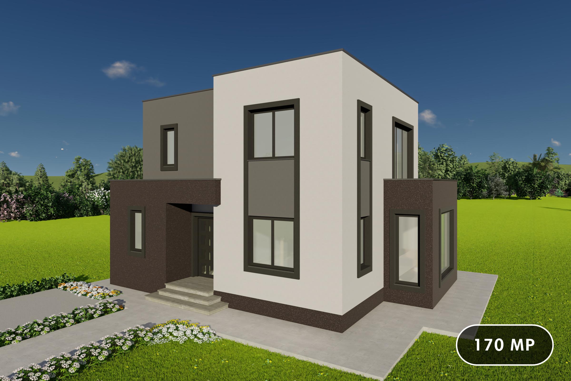 Proiect casa 3 dormitoare cu etaj structura metalica 170-167