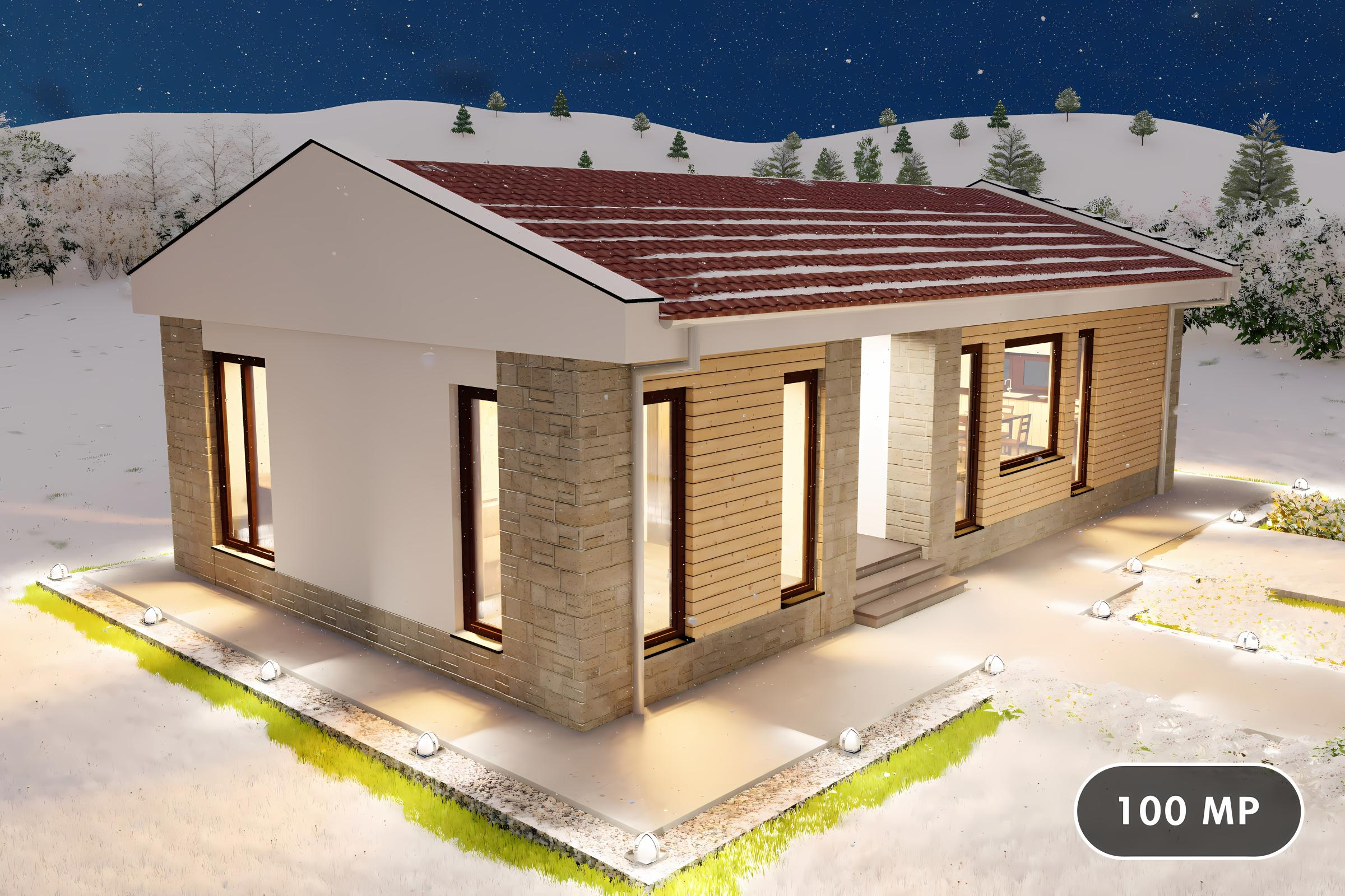 Proiect casa 3 dormitoare living baie si bucatarie pe structura metalica 01