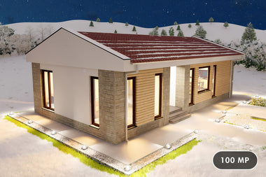 Proiect casa 3 dormitoare living baie si bucatarie pe structura metalica 01