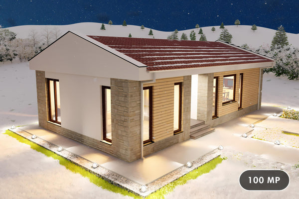 Proiect casa 3 dormitoare living baie si bucatarie pe structura metalica 01