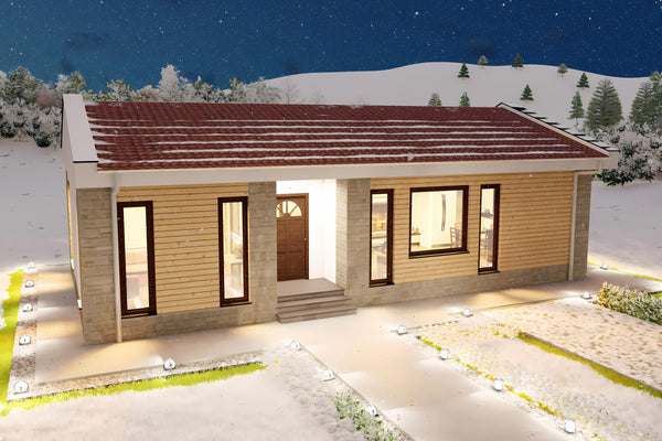 Proiect casa 3 dormitoare living baie si bucatarie pe structura metalica 03