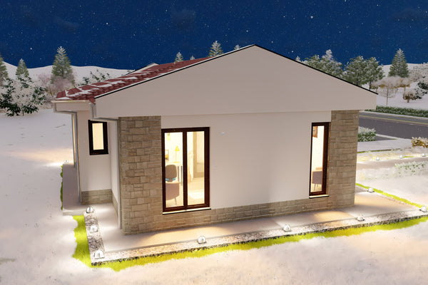 Proiect casa 3 dormitoare living baie si bucatarie pe structura metalica 06