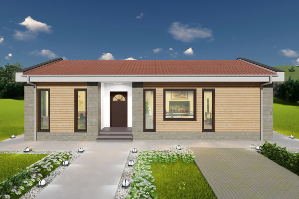 Proiect casa 3 dormitoare living baie si bucatarie pe structura metalica 07