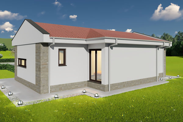 Proiect casa 3 dormitoare living baie si bucatarie pe structura metalica 10