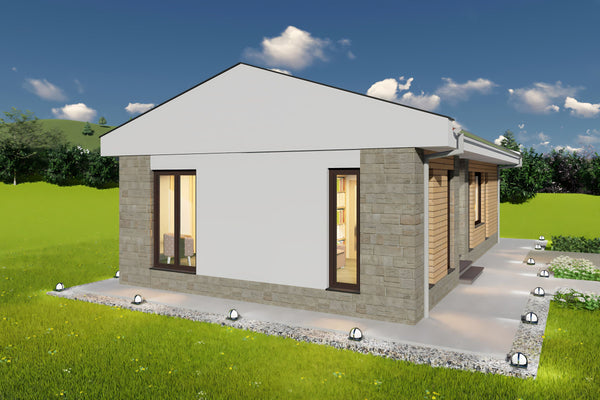 Proiect casa 3 dormitoare living baie si bucatarie pe structura metalica 12