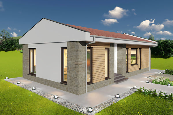 Proiect casa 3 dormitoare living baie si bucatarie pe structura metalica 13