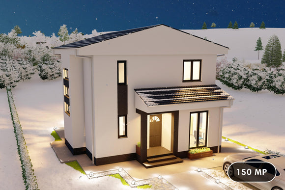 Proiect casa 5 camere cu etaj constructie de zidarie 150 mp