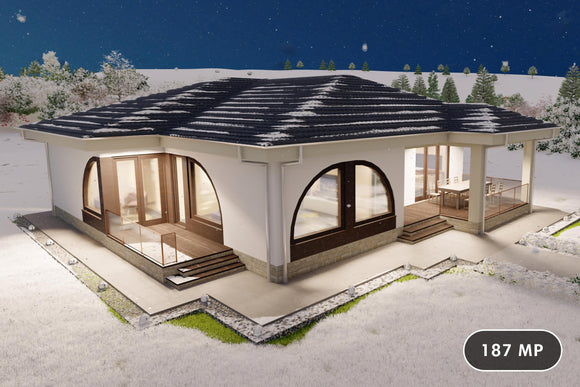 Proiect casa cu 2 dormitoare si terasa constructie zidarie