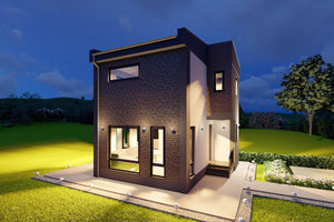 Proiect casa cu etaj 100 mp pe structura metalica fatada principala poza 2 thumbnail