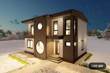 Proiect casa cu etaj amprenta 70 mp structura metalica poza 1