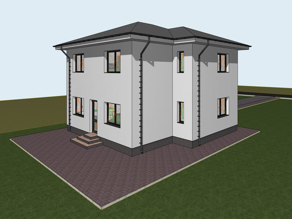 proiect casa cu etaj randare arhitectura