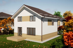 Proiect casa cu terasa din structura metalica usoara 180 mp - fatada casa imagine 6 thumbnail