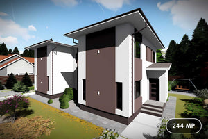 Proiect casa duplex pe structura metalica cu etaj 077 - fatada casei imagine 1 thumbnail