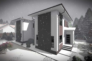 Proiect casa duplex pe structura metalica cu etaj 077 - fatada casei imagine 6 thumbnail