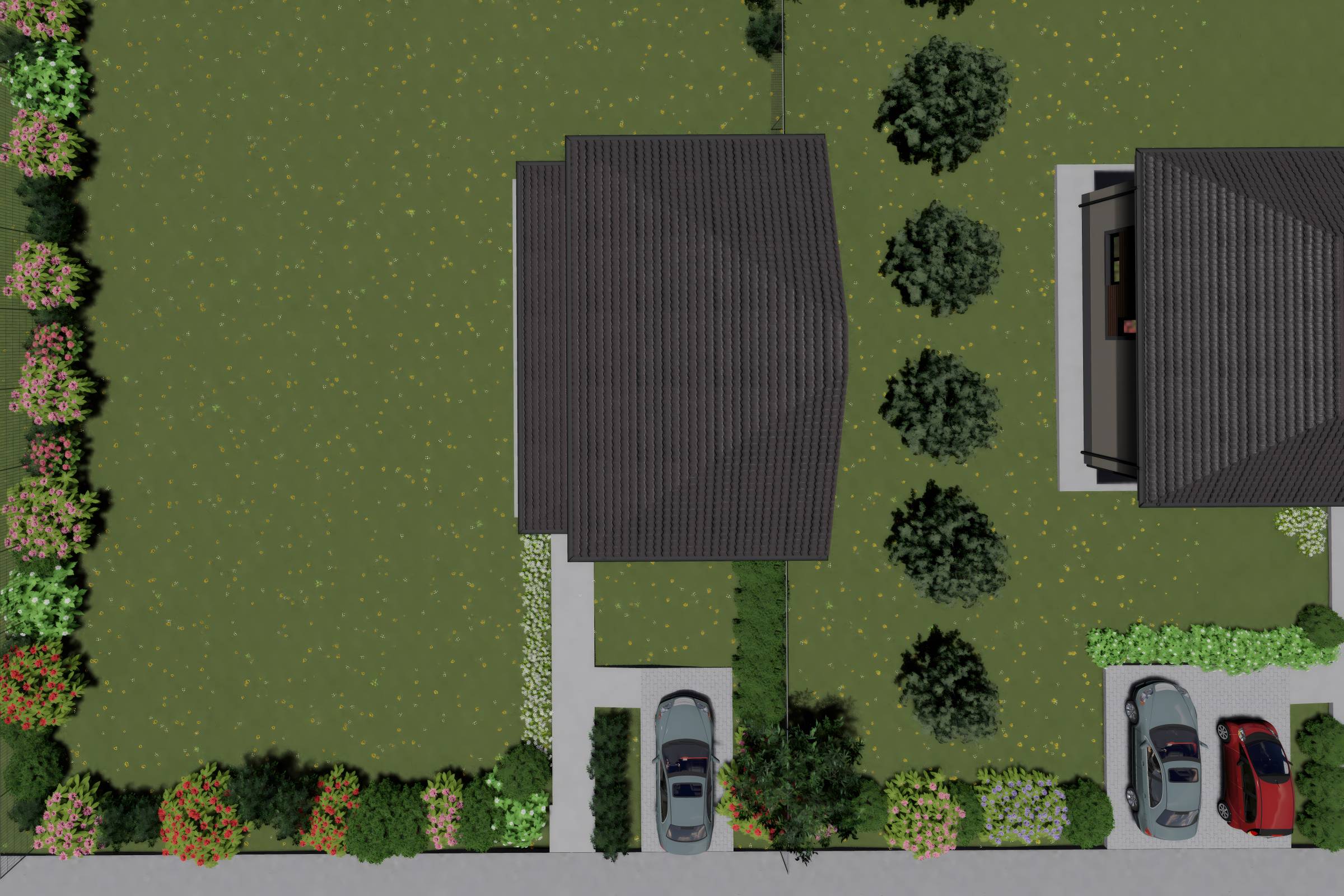 Proiect casa etaj pe structura metalica 3 camere 2 bai 120mp - design acoperis casa moderna cu caramida aparenta
