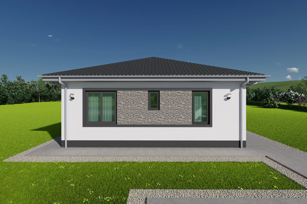 proiect casa fara etaj design simplist gri antracit