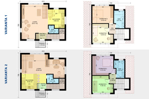 proiect casa mansardata de 100 mp cu 2 solutii de organizare interioara comparate intre ele thumbnail