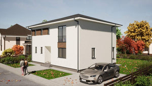 Aplicare tencuiala decorativa siliconata casa metalica cu etaj Bucuresti thumbnail