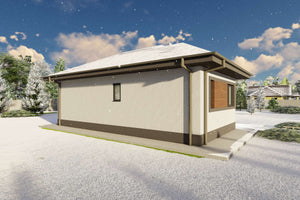 Proiect casa mica pe structura metalica cu un dormitor 80 mp - design exterior modern poza 12 thumbnail