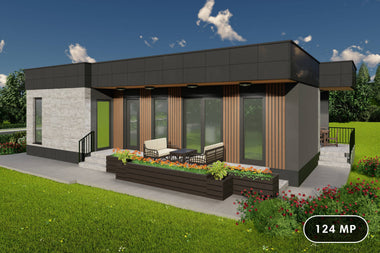 Proiect casa moderna fara acoperis pe structura metalica - poza 1