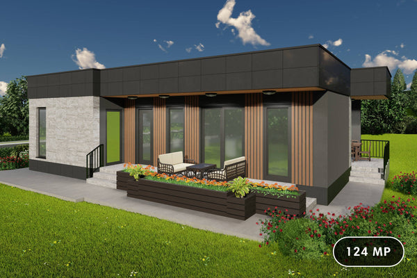 Proiect casa moderna fara acoperis pe structura metalica - poza 1