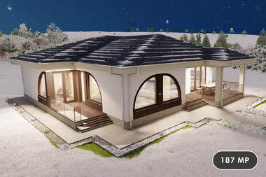 Proiect casa parter 2 dormitoare  structura metalica cod 187-165