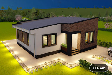 Proiect casa parter 2 dormitoare structura metalica 115-168