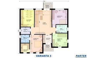 Proiect casa parter cu 3 dormitoare constructie zidarie plan versiunea 3 thumbnail