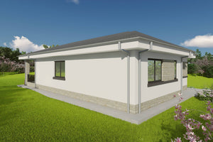 Proiect casa parter cu 3 dormitoare structura metalica 150mp cu fatada placata cu piatra poza 12 thumbnail