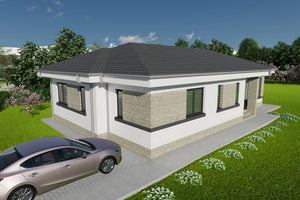Proiect casa parter cu 3 dormitoare structura metalica 150mp cu fatada placata cu piatra poza 15 thumbnail