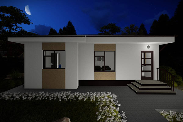 Proiect casa pe structura metalica amprenta 80 mp 081-086 - fațadă de casă imagine 10