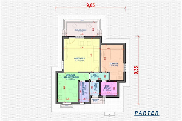 Proiect casa pe structura metalica 90 mp fara etaj 088-019 - plan casa parter