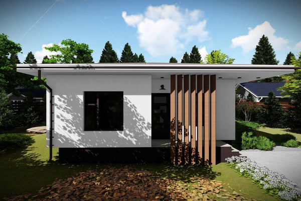 Proiect casa pe structura metalica mica parter 90 mp 088-073 - fatada casa exterior imagine 5