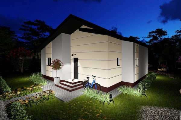 Proiect casa pe structura metalica mica de 110 mp 108-049 - fatada casei imagine 8