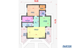 Proiect casa pe structura metalica 110 mp cu 2 camere 021 - plan casa parter thumbnail