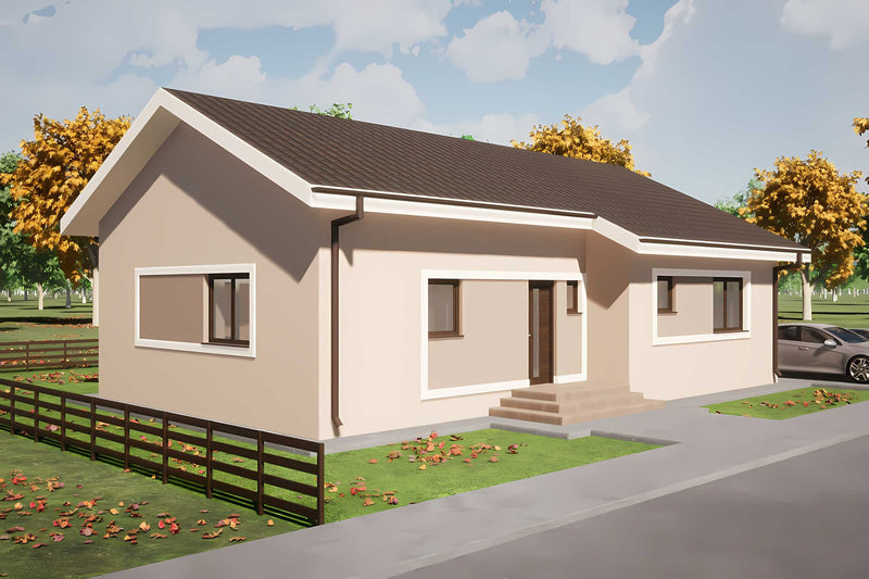 Proiect casa pe structura metalica 120 mp cu 3 dormitoare