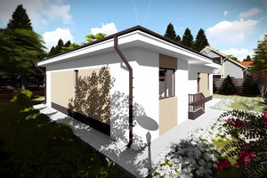 Proiect casa pe structura metalica 120 mp fara etaj 120-083 - fatada de casa moderna imagine 6 thumbnail