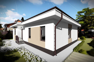 Proiect casa pe structura metalica 120 mp fara etaj 120-083 - fatada de casa moderna imagine 7 thumbnail