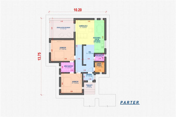 Proiect casa pe structura metalica fara etaj 120 mp cod 042 - plan de casa parter