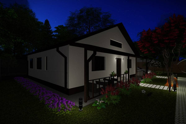 Proiect casa pe structura metalica 130 mp fara etaj 130-036 - fatada de casa alba imagine 9