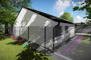 Proiect casa pe structura metalica 130 mp fara etaj 130-036 - fatada de casa alba imagine 6 thumbnail