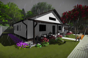Proiect casa pe structura metalica 130 mp fara etaj 130-036 - fatada de casa alba imagine 7 thumbnail