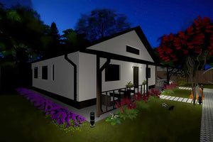 Proiect casa pe structura metalica 130 mp fara etaj 130-036 - fatada de casa alba imagine 9 thumbnail