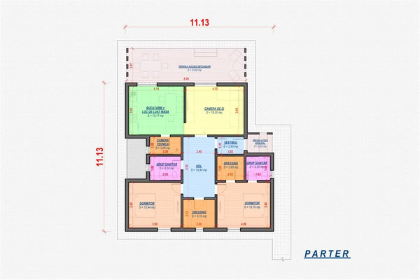 Proiect casa pe structura metalica fara etaj moderna 134-031 - plan de casa parter