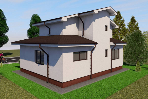Proiect casa pe structura metalica cu mansarda 4 camere 013 - fațadă casă imagine 3