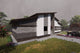 Proiect casa pe structura metalica fara etaj moderna 150 mp - fatada de casa cu piatra imagine 5