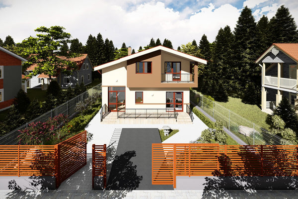 Proiect casa pe structura metalica cu mansarda 4 camere 089 - fațadă de casă imagine 3