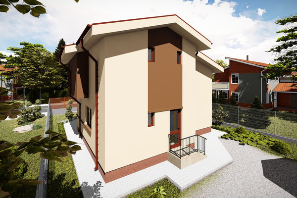 Proiect casa pe structura metalica cu mansarda 4 camere 089 - fațadă de casă imagine 5