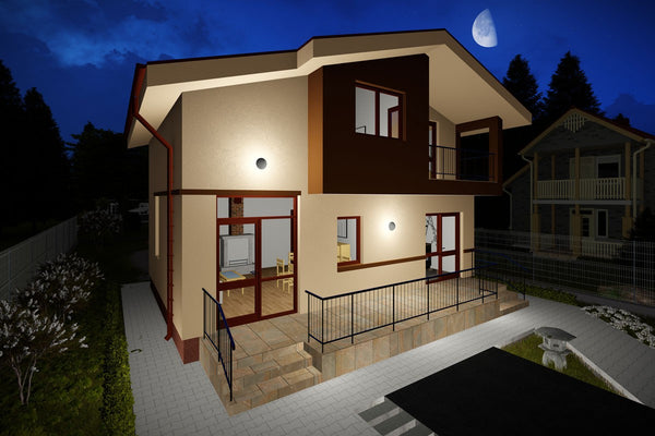 Proiect casa pe structura metalica cu mansarda 4 camere 089 - fațadă de casă imagine 9