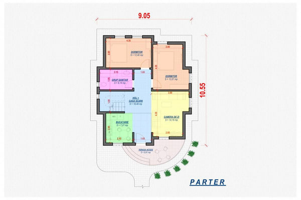 Proiect casa pe structura metalica 150 mp cu etaj 148-022 - plan parter